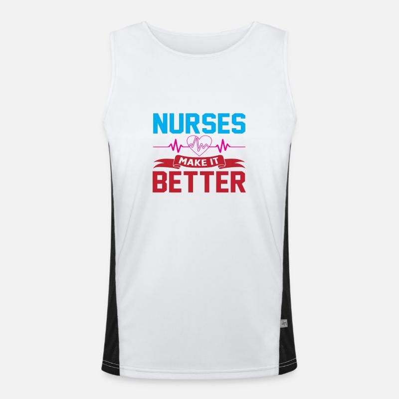 Nurses make it better - Men's Functional Contrast Tank Top  - white/black