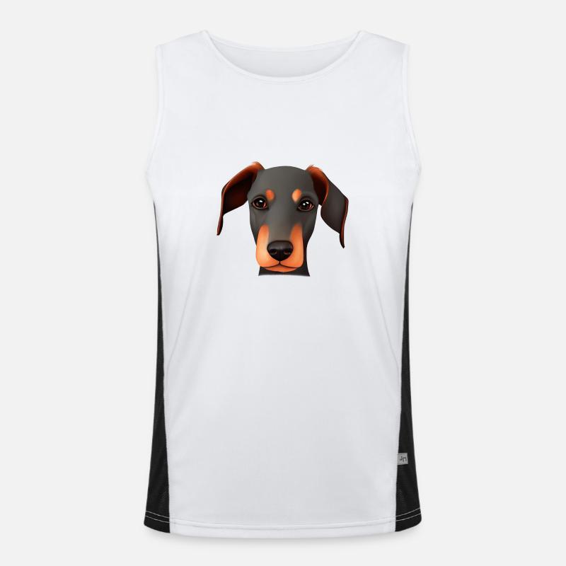 Dobermann Hund Dobermannwelpe Dobermanntrainer Funktionelles Kontrast-Tank Top für Männer 