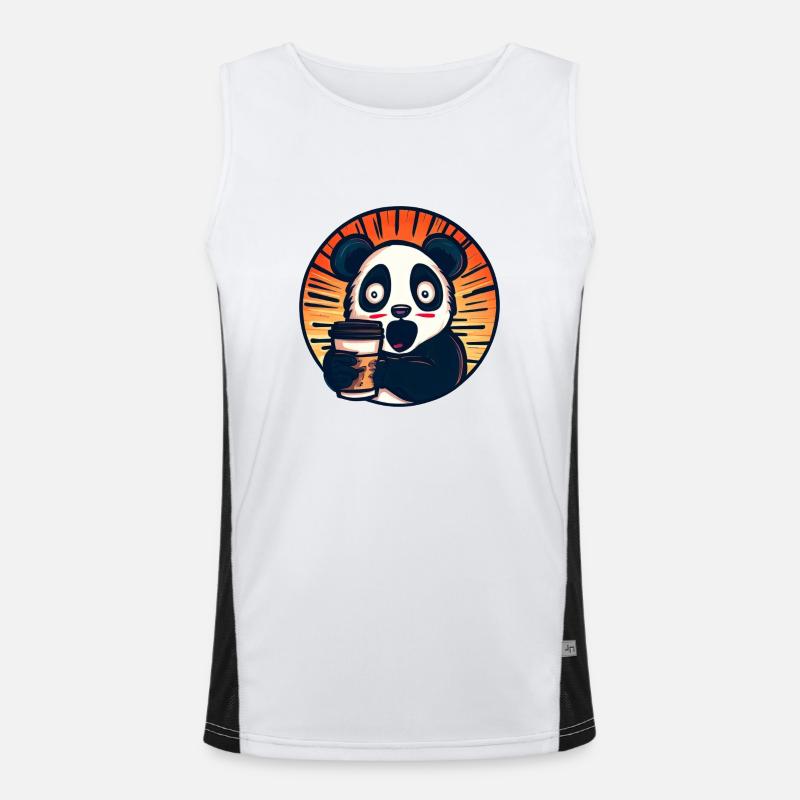 Panda Kaffee Koffeinschock Funktionelles Kontrast-Tank Top für Männer 