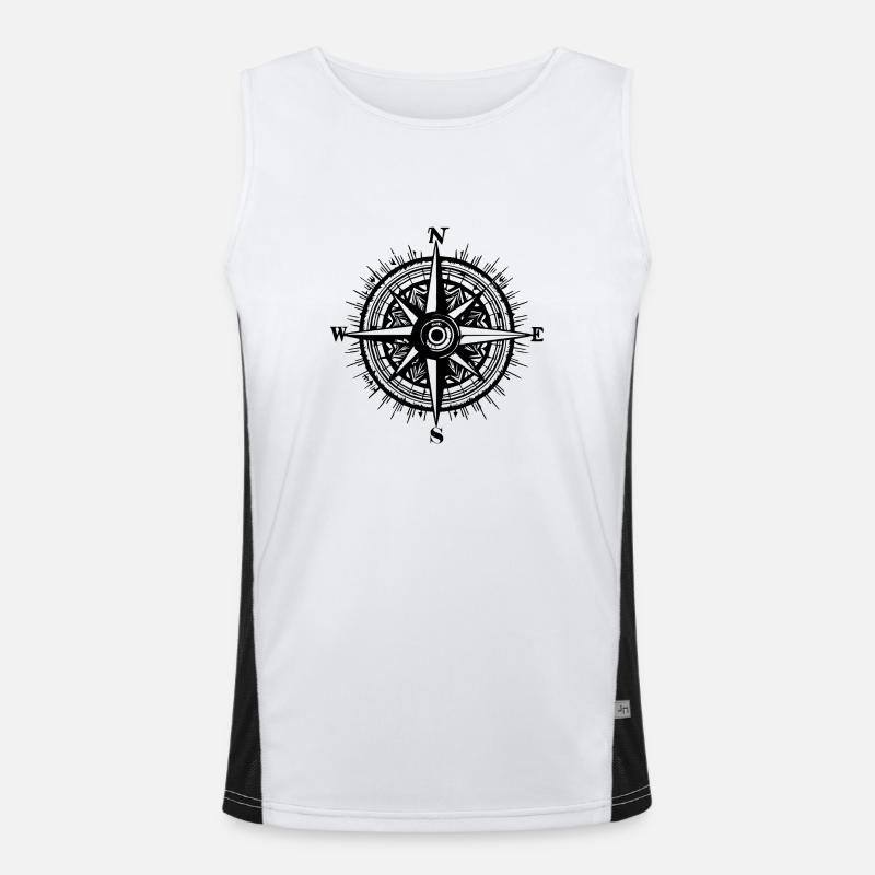 Kompass Nautik Segelboot Seefahrer Funktionelles Kontrast-Tank Top für Männer 