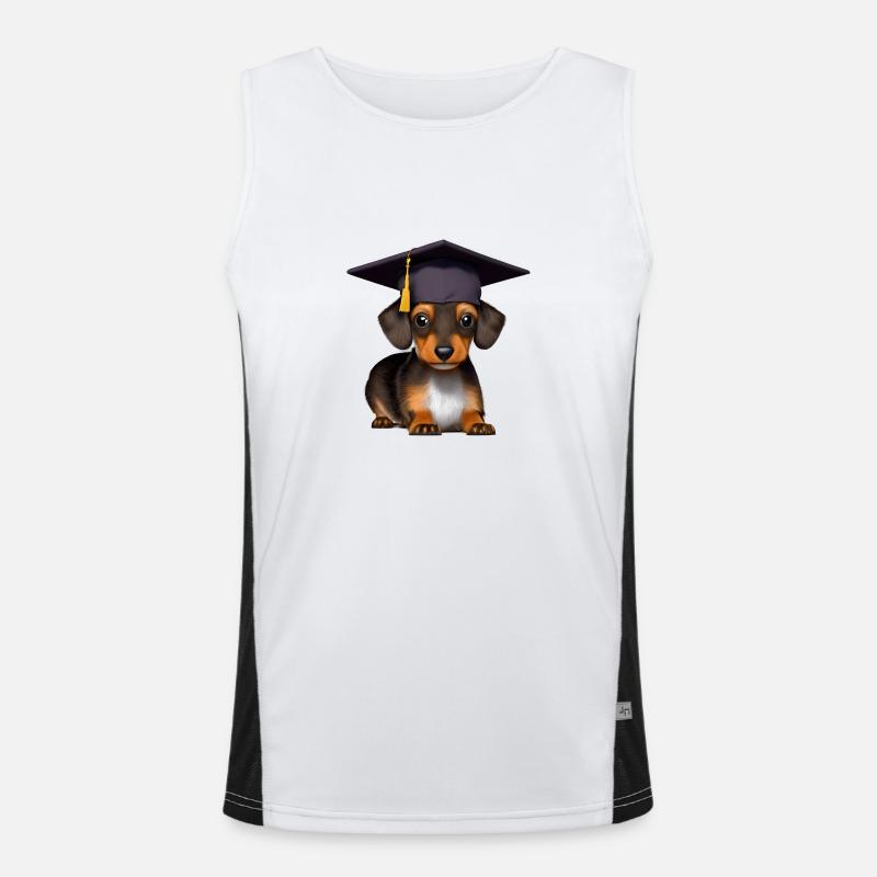 Bachelor Dachshund Schulabschluss Studium Uni Funktionelles Kontrast-Tank Top für Männer 