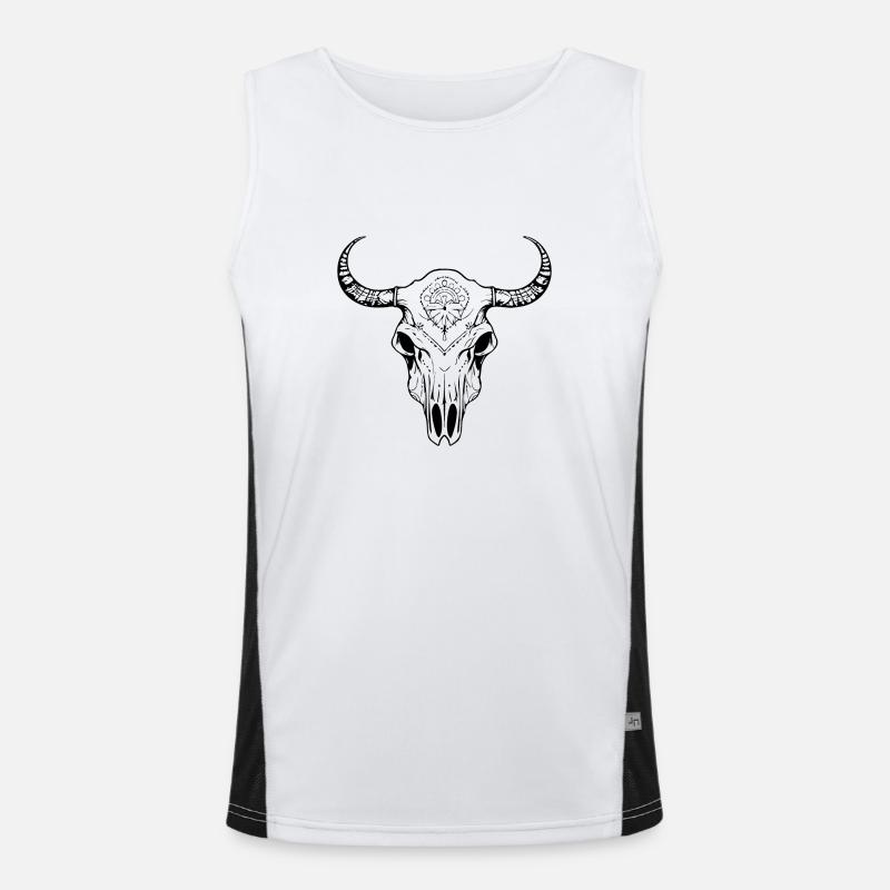 Cow Skull Boho Men's Functional Contrast Tank Top 