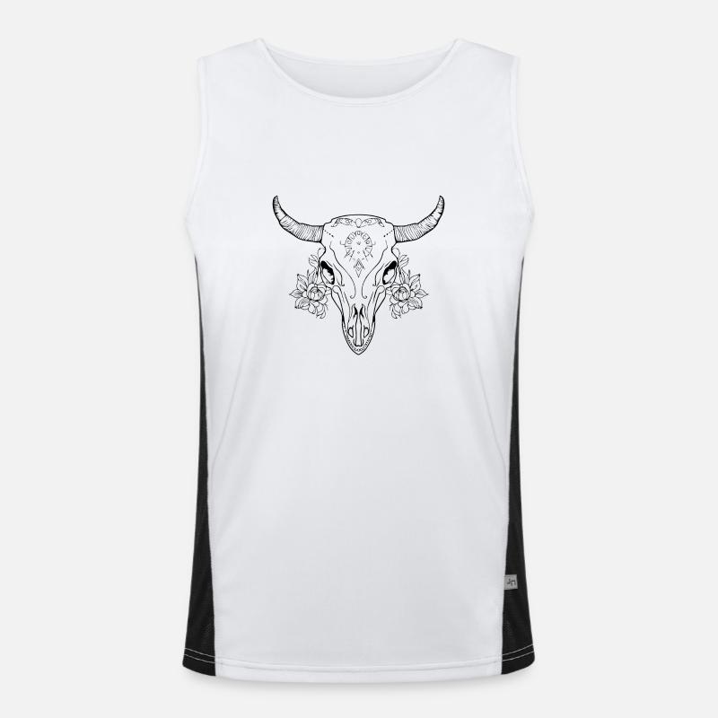 Cow Skull Boho Men's Functional Contrast Tank Top 