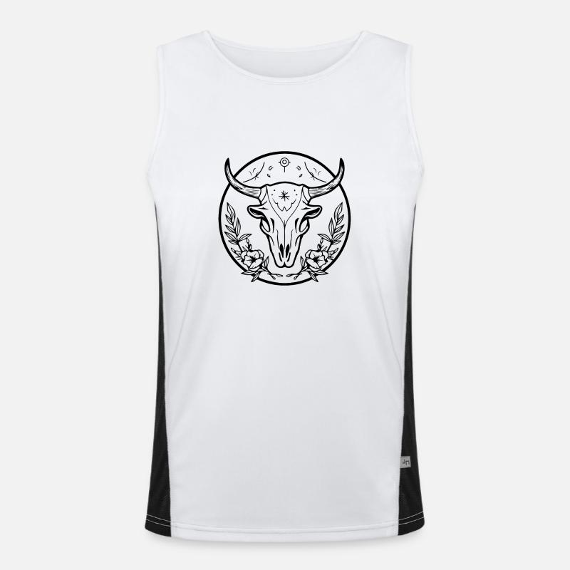 Kuh Schädel Boho Funktionelles Kontrast-Tank Top für Männer 