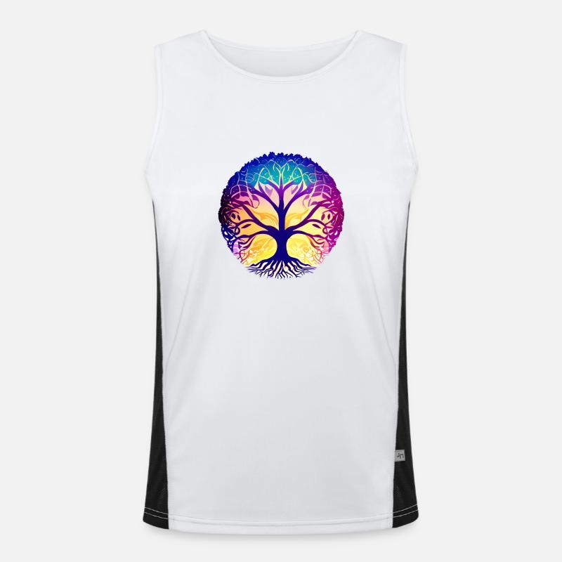 Yoga Baum des Lebens Lebensbaum Meditation Funktionelles Kontrast-Tank Top für Männer 