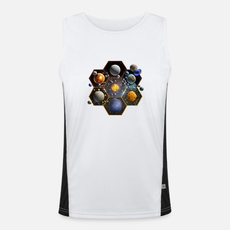 Hexagonal Solar System Men's Functional Contrast Tank Top 