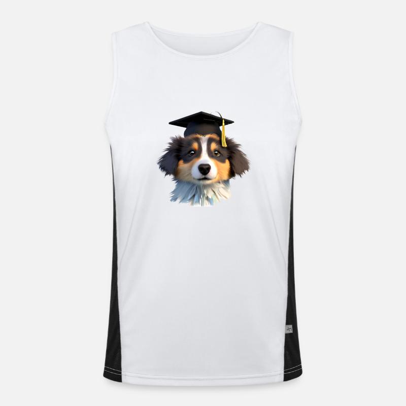 Bachelor Schäferhund Schulabschluss Hunde Studium Funktionelles Kontrast-Tank Top für Männer 