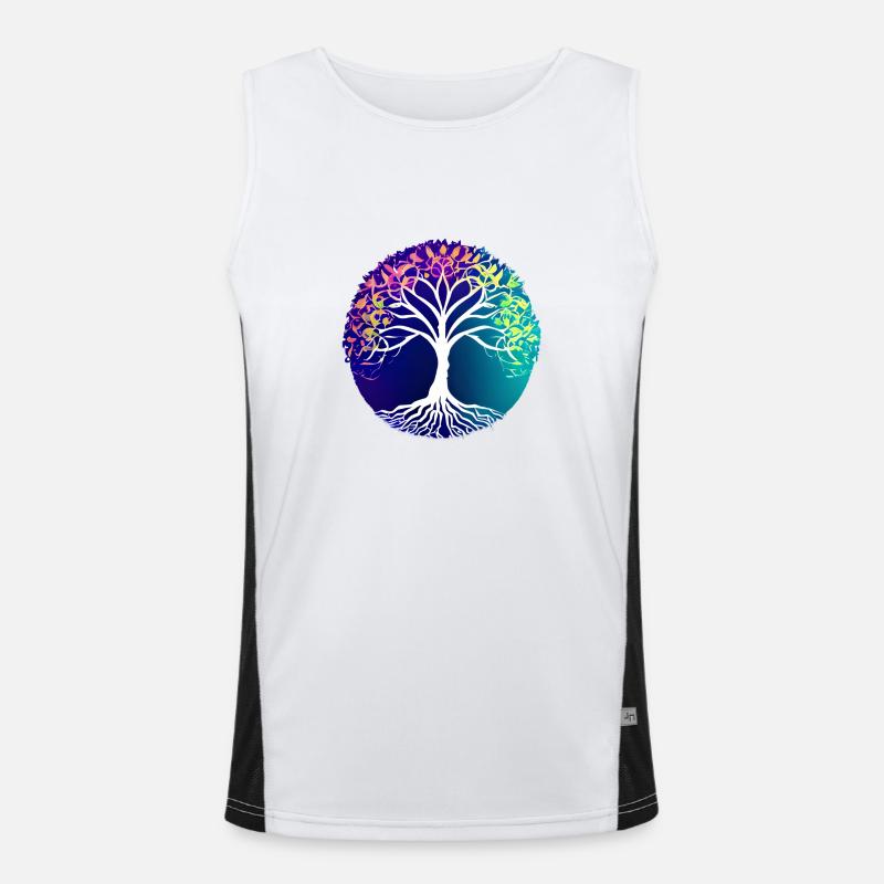 Meditation Baum des Lebens Lebensbaum Yoga Funktionelles Kontrast-Tank Top für Männer 
