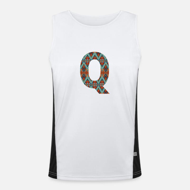 Lettre Q- design boho, monogramme coloré Débardeur respirant contrasté Homme 