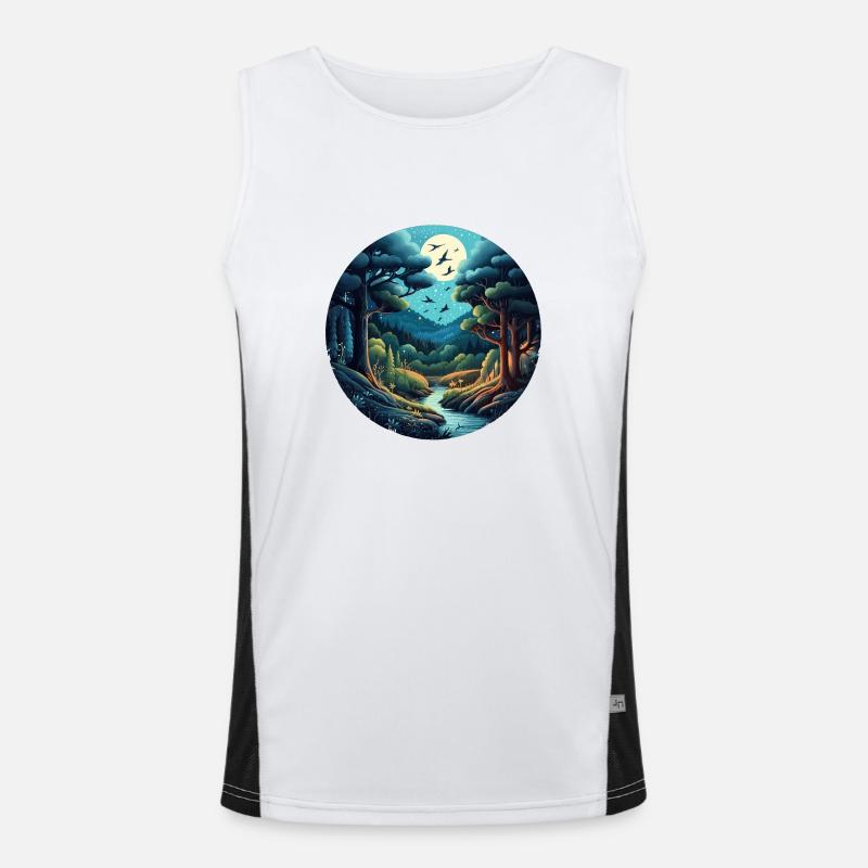 Forest at night Men's Functional Contrast Tank Top 