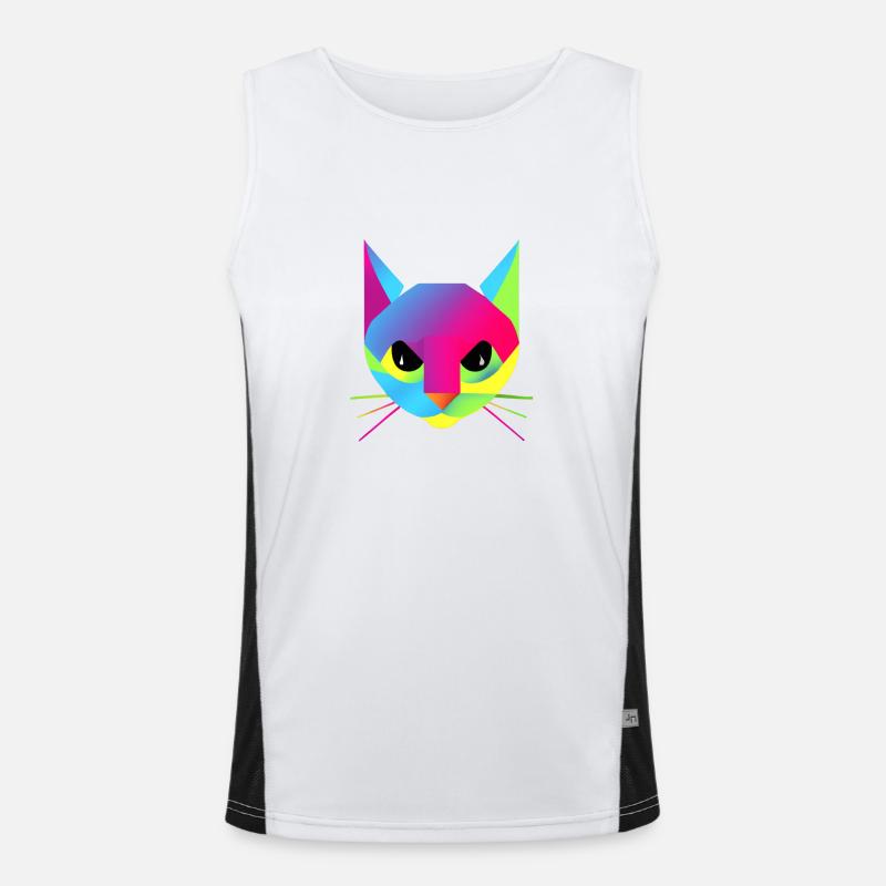 Trippy cat three Funktionelles Kontrast-Tank Top für Männer 