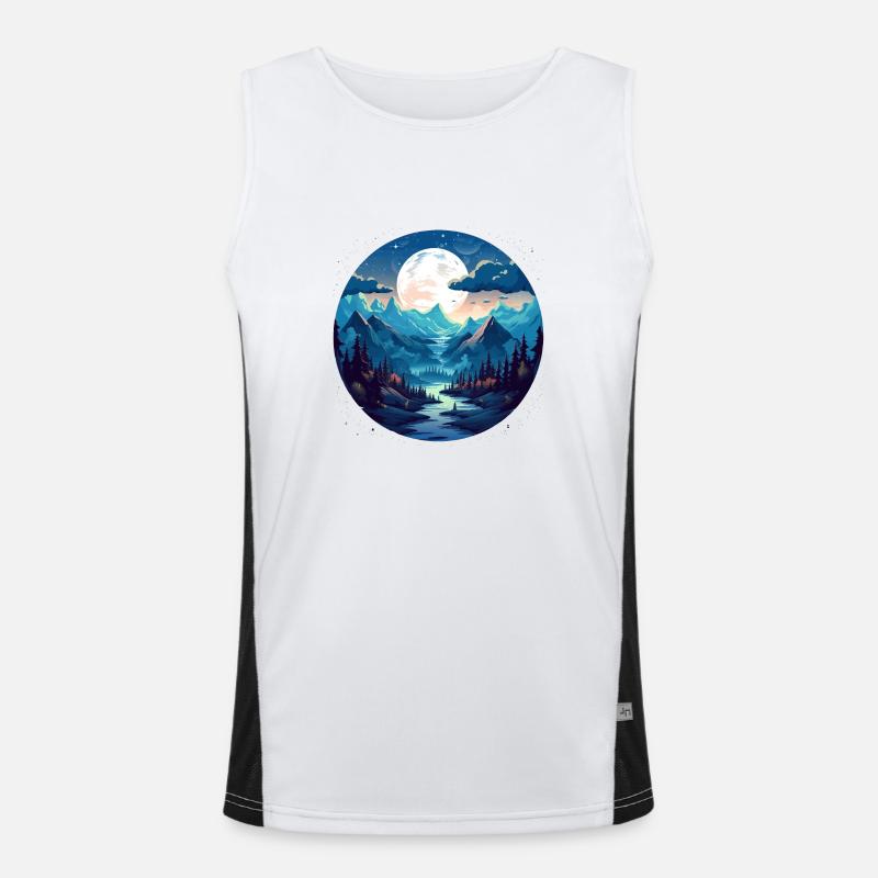 Forest at night Men's Functional Contrast Tank Top 