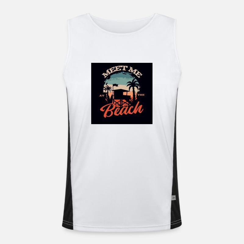 Triff mich am Strand Funktionelles Kontrast-Tank Top für Männer 