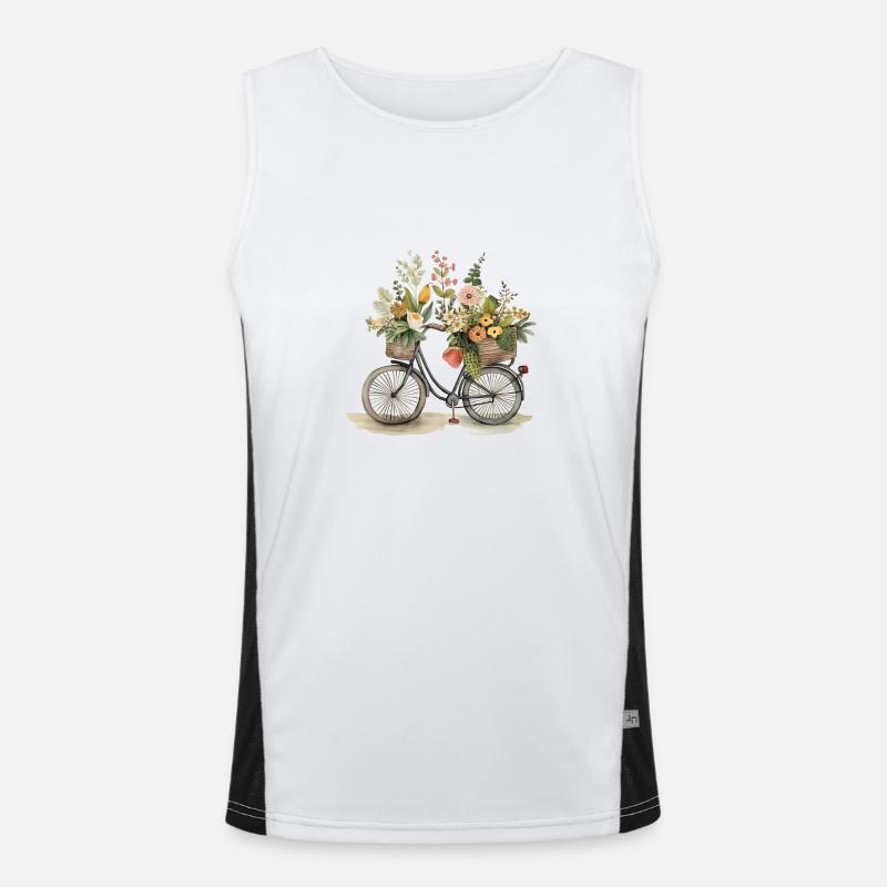 Vélo avec des fleurs Débardeur respirant contrasté Homme 