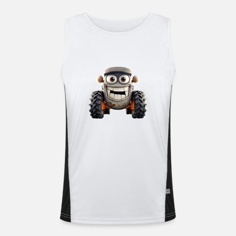 Traktor mit lustigem Gesicht Funktionelles Kontrast-Tank Top für Männer 