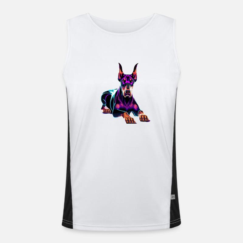Dobermann Synthwave Funktionelles Kontrast-Tank Top für Männer 
