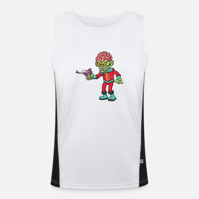Evil Alien With Space Gun Men's Functional Contrast Tank Top 