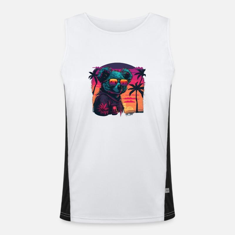 Synthwave Koala Sunset Funktionelles Kontrast-Tank Top für Männer 