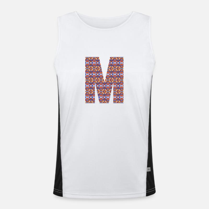 Monogram Letter M- geometric pattern - Men's Functional Contrast Tank Top  - white/black