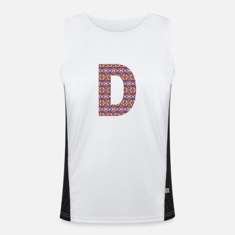 Monogram Letter D- geometric pattern - Men's Functional Contrast Tank Top  - white/black
