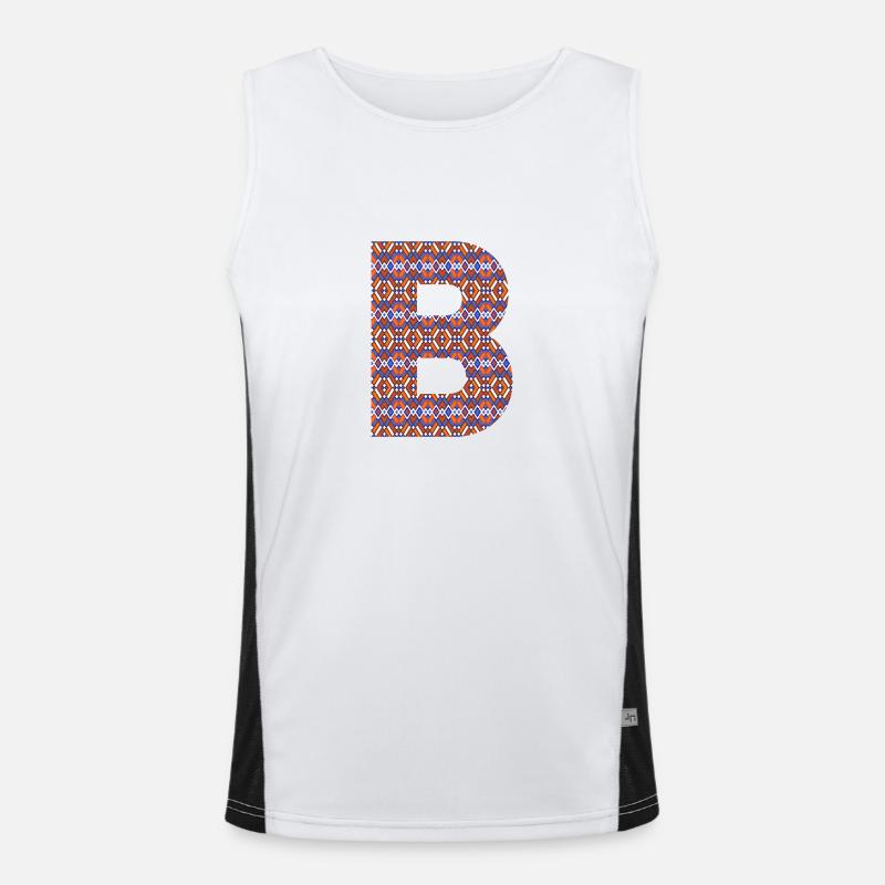 Monogram Letter B- geometric pattern - Men's Functional Contrast Tank Top  - white/black