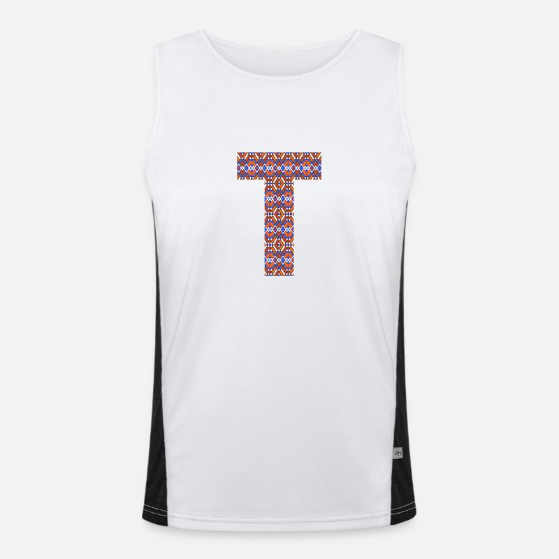 Monogram Letter T- geometric pattern Men's Functional Contrast Tank Top 