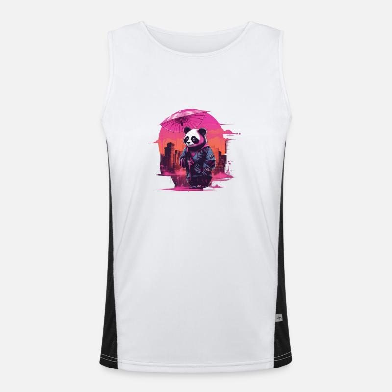 Synthwave Mignon Panda asiatique avec parapluie Débardeur respirant contrasté Homme 