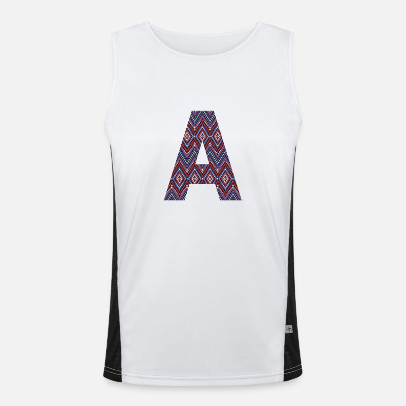 Monogramm Buchstabe A - boho buntes Design Funktionelles Kontrast-Tank Top für Männer 