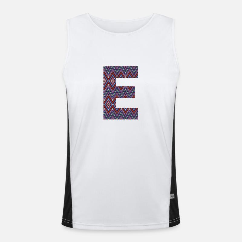 Monogramm Buchstabe E- boho buntes Design Funktionelles Kontrast-Tank Top für Männer 