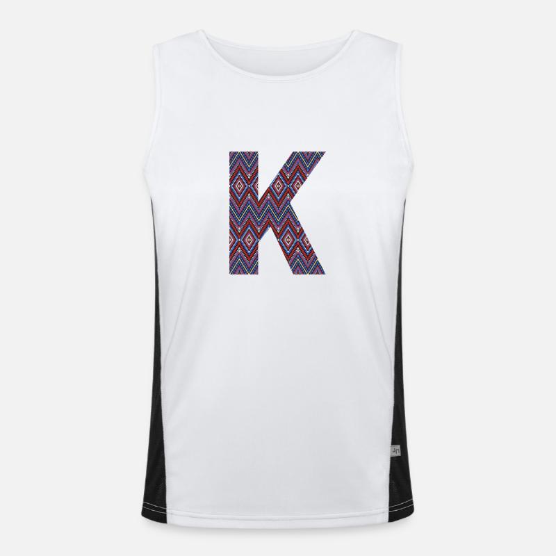 Monogram Letter K- geometric pattern - Men's Functional Contrast Tank Top  - white/black
