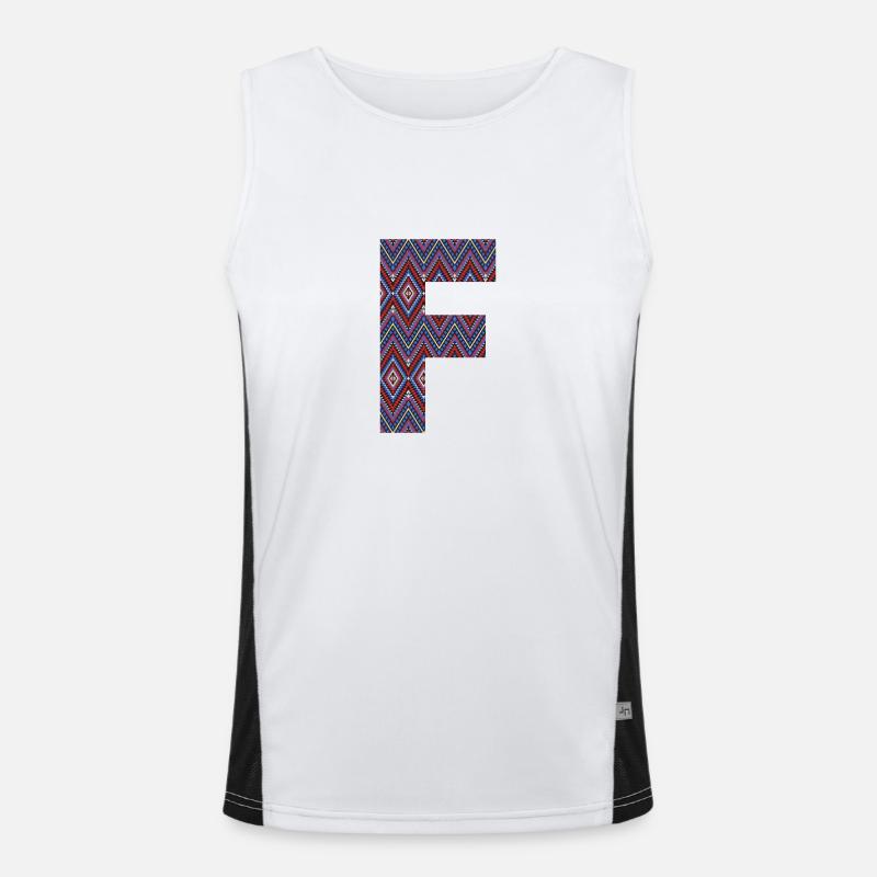 Monogram Letter F- geometric pattern Men's Functional Contrast Tank Top 