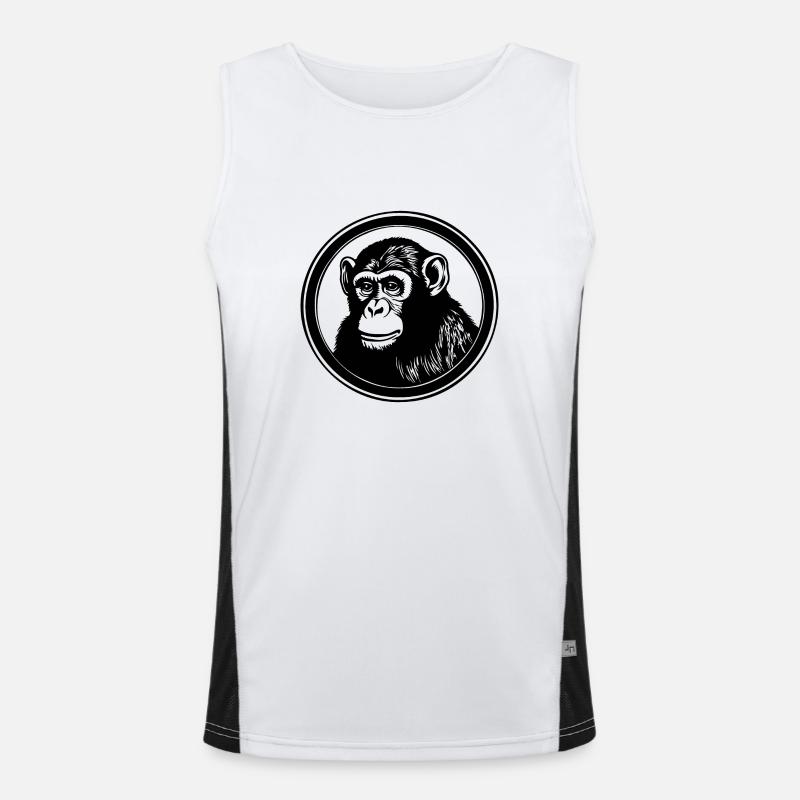 Monkey Monkey Monkey Face Jungle - Men's Functional Contrast Tank Top  - white/black