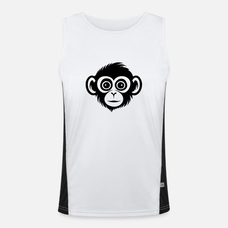 Monkey Monkey Monkey Face Jungle - Men's Functional Contrast Tank Top  - white/black