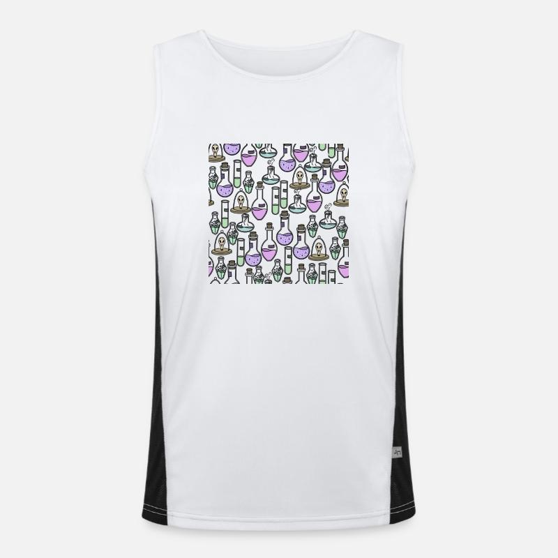Magic potion bottles pattern - Men's Functional Contrast Tank Top  - white/black
