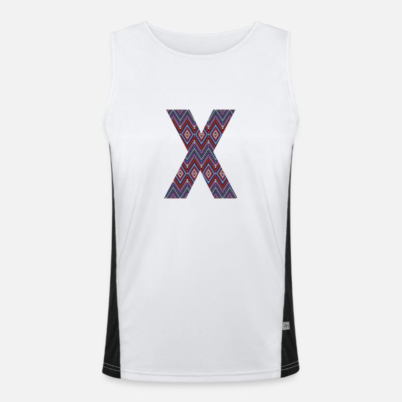 Monogram Letter X- geometric pattern - Men's Functional Contrast Tank Top  - white/black