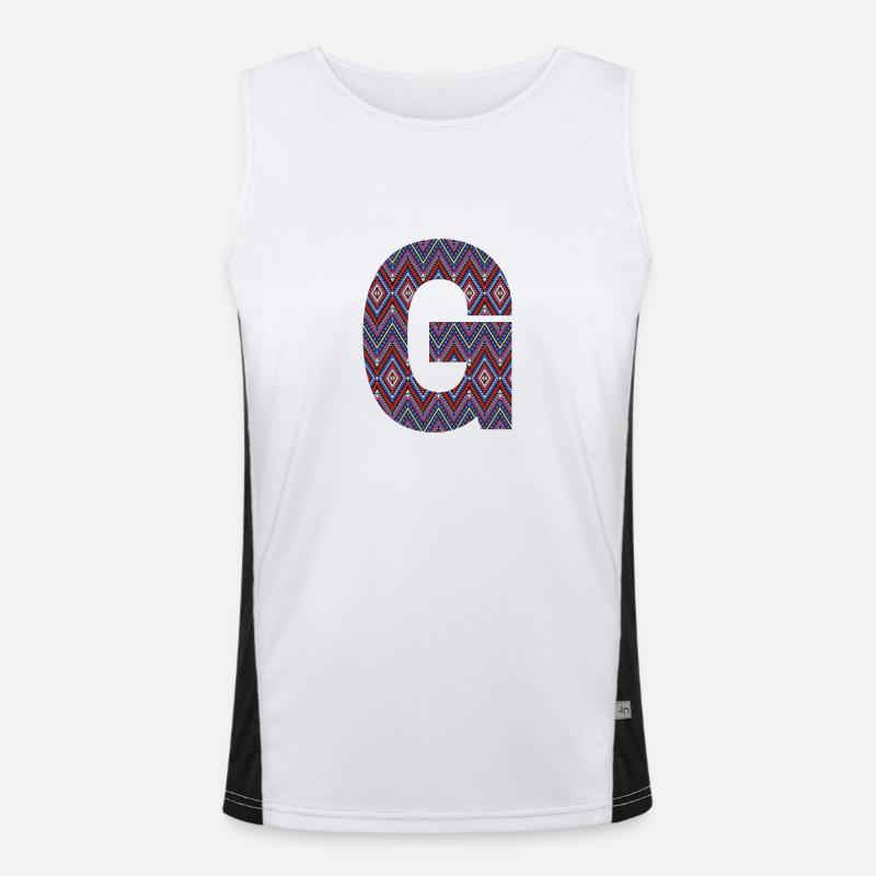 Monogram Letter G- geometric pattern - Men's Functional Contrast Tank Top  - white/black