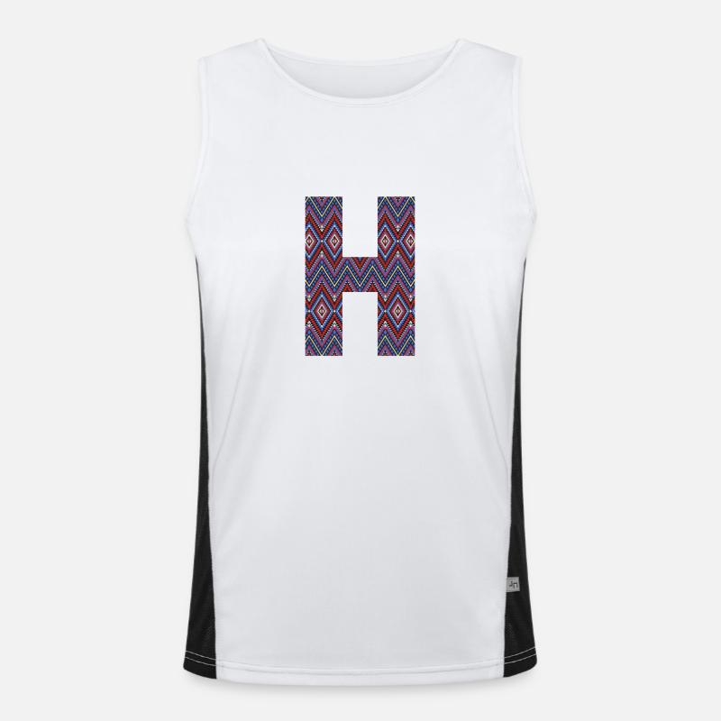 Monogramm Buchstabe H - geometrisches Muster Funktionelles Kontrast-Tank Top für Männer 
