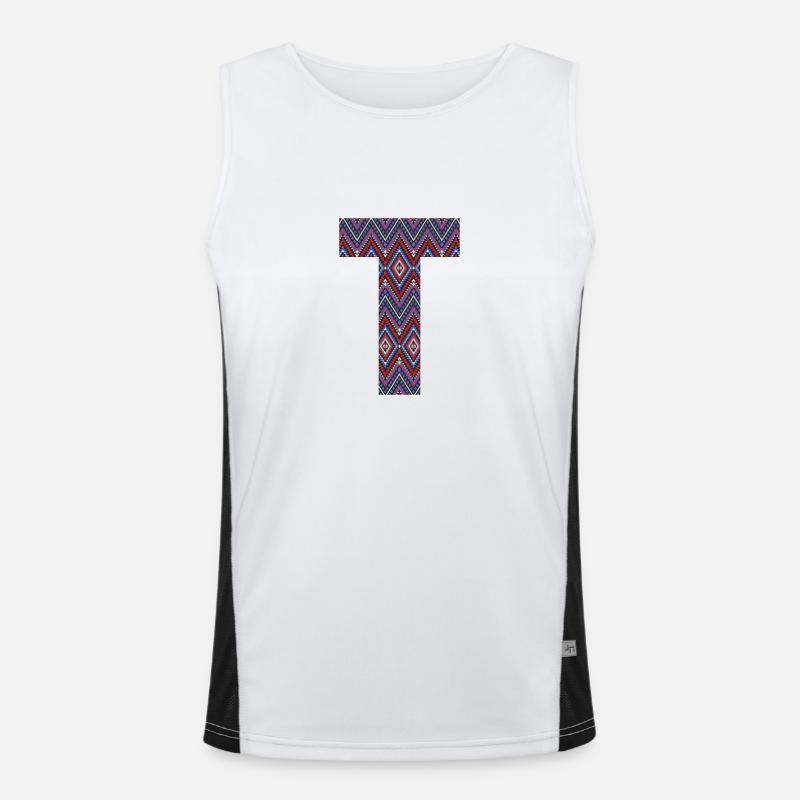 Monogram Letter T- geometric pattern Men's Functional Contrast Tank Top 