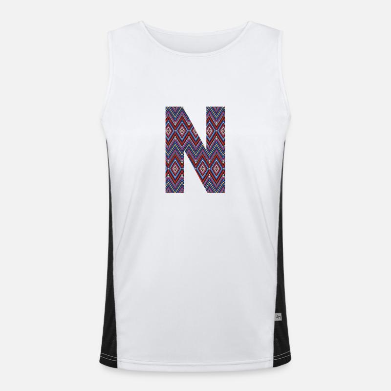Monogram Letter N- geometric pattern Men's Functional Contrast Tank Top 