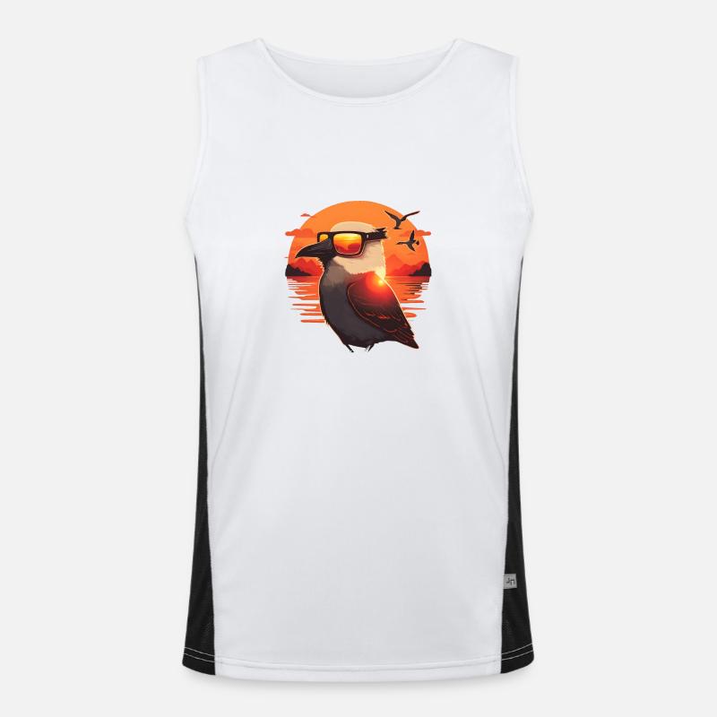 Synthwave Gull sunset Funktionelles Kontrast-Tank Top für Männer 