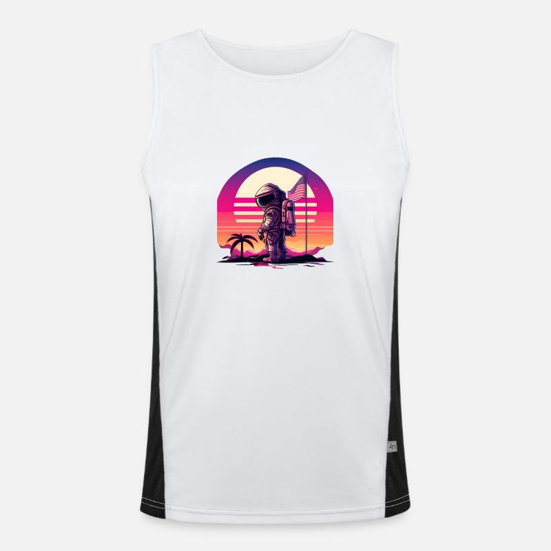 Synthwave Astronaut Space Sunset Débardeur respirant contrasté Homme 