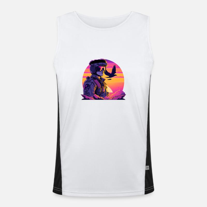 Synthwave Air-force Pilot Men's Functional Contrast Tank Top 