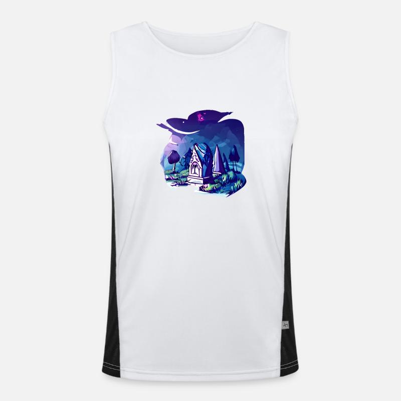 Creepy cemetery Men's Functional Contrast Tank Top 