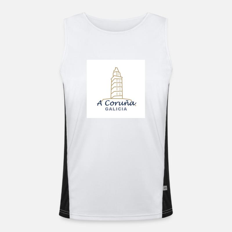A Coruña - Men's Functional Contrast Tank Top  - white/black
