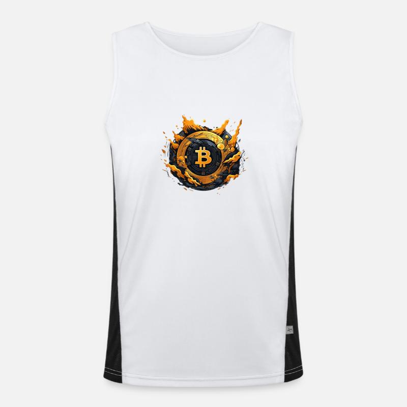 Bitcoin logo anime sytle Funktionelles Kontrast-Tank Top für Männer 