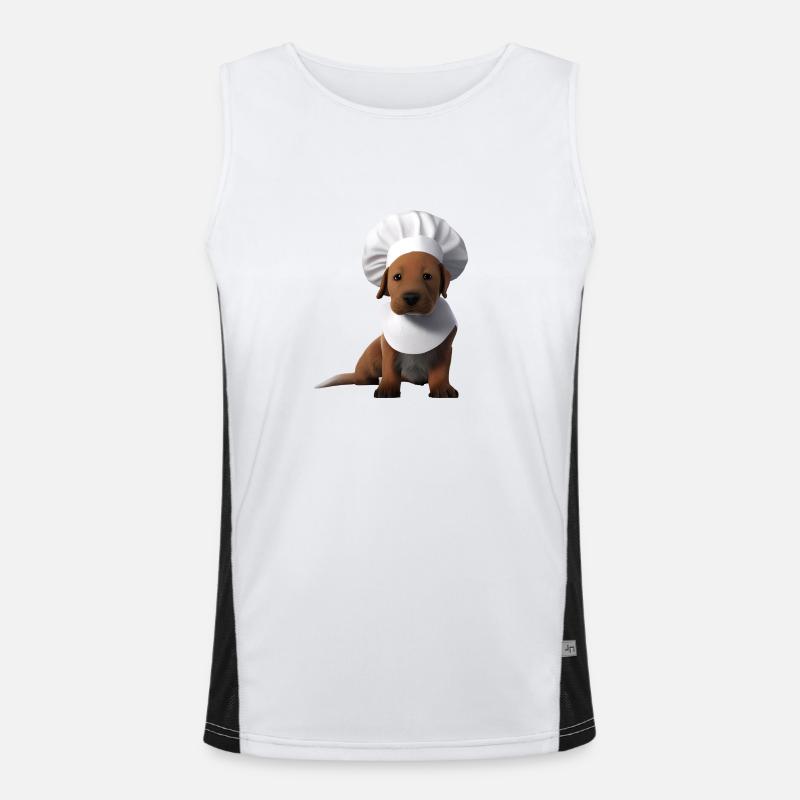 Labrador Retriever Gastronom Hundewelpe Kochen Funktionelles Kontrast-Tank Top für Männer 