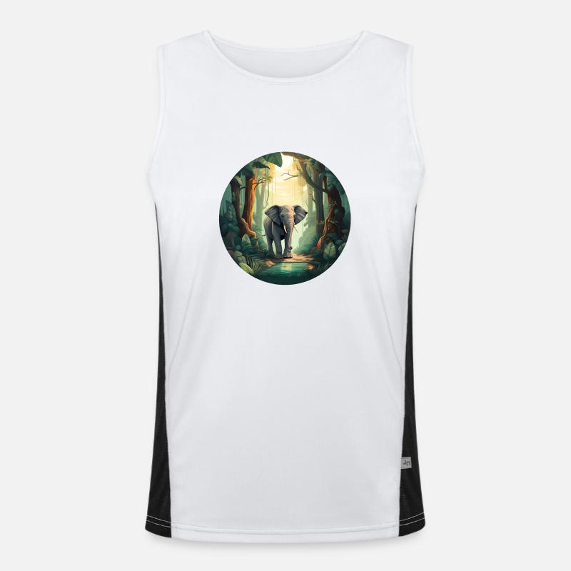 Rainforest Elephant - Men's Functional Contrast Tank Top  - white/black