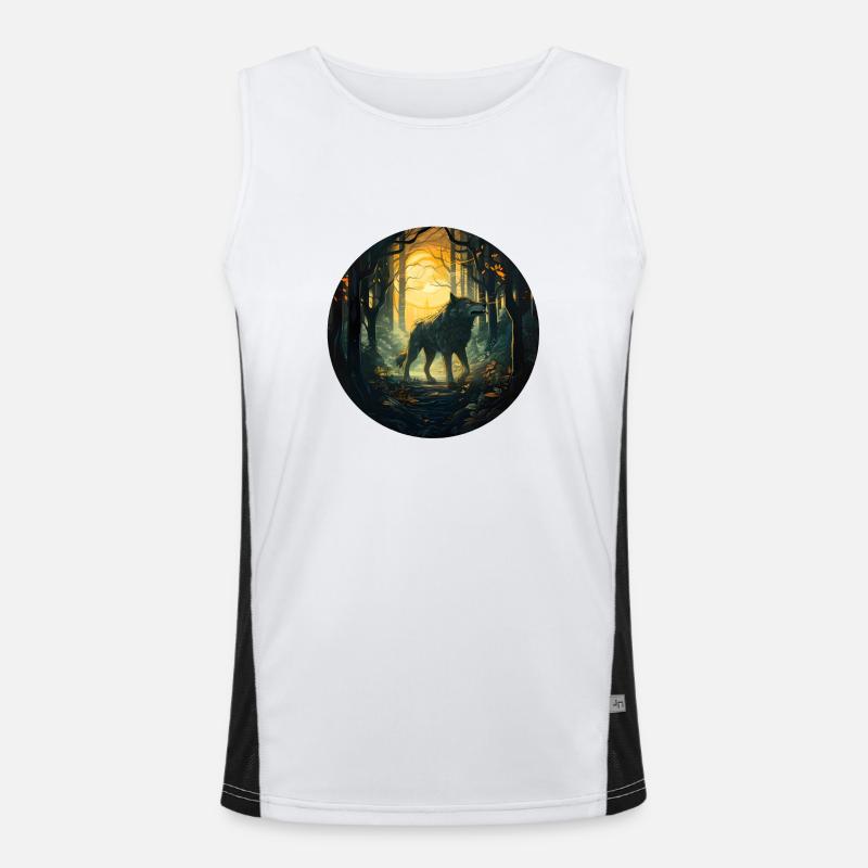 Mystischer Wolf Funktionelles Kontrast-Tank Top für Männer 