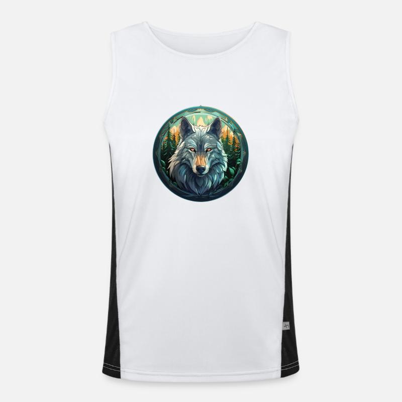 Wolfs-Emblem Funktionelles Kontrast-Tank Top für Männer 