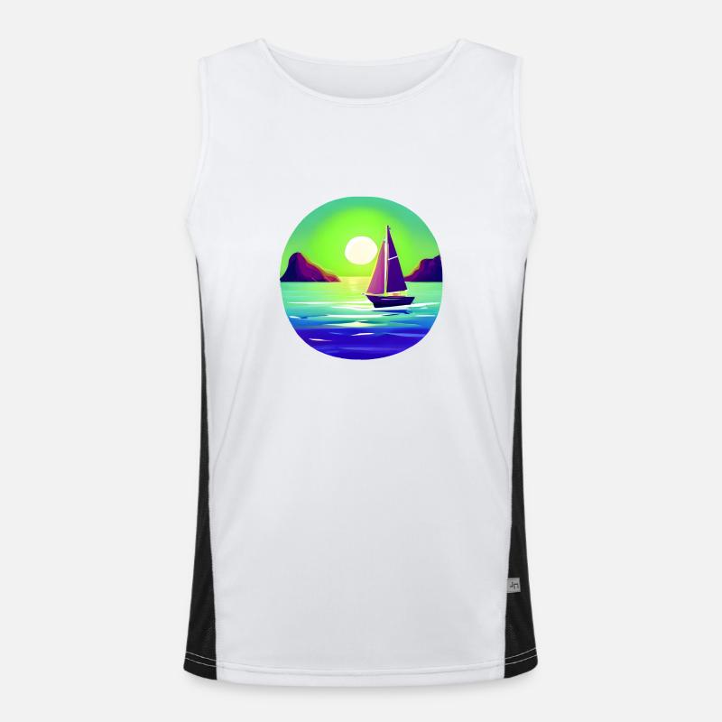 Sailing Sailboat Sailing Sailing Sailing Ship Men's Functional Contrast Tank Top 
